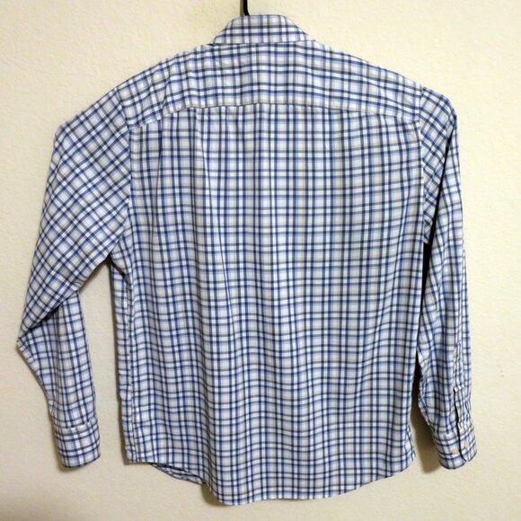 UNTUCKit Shirt Mens Large Long Sleeve Button Nylon Blend Slim White Blue Stripes - Picture 5 of 5
